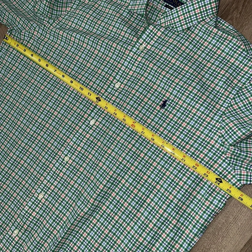 Polo Ralph Lauren Performance Long Sleeve Button Up Men's XL Green White Plaid